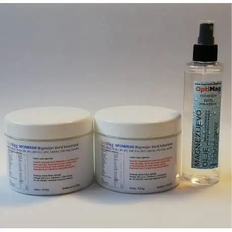 Komplet OptiMag magnezijev klorid 1 kg + magnezijevo olje 200ml